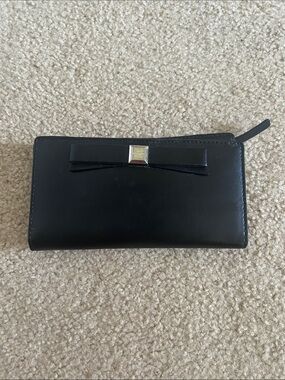 kate spade Black Bow Fold Wallet with Gold Accent